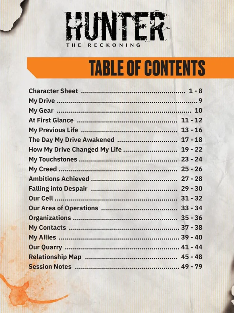 Hunter The Reckoning RPG Journal – 5th Edition English 2