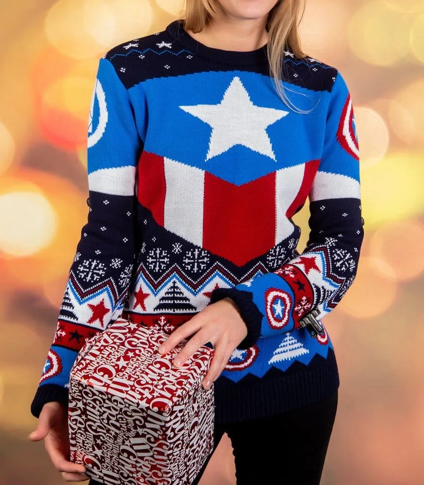 Captain America Sweater – Knitted Christmas Design XS