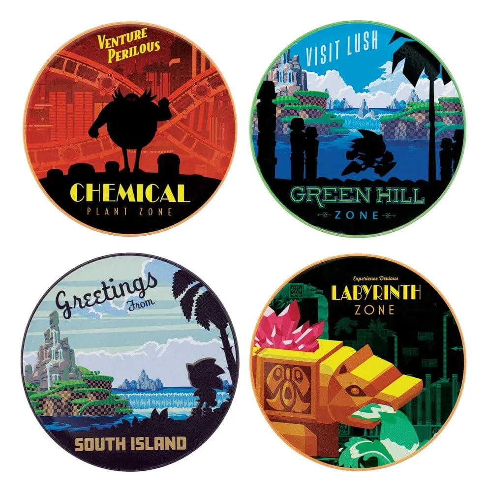 Sonic the Hedgehog Coaster Set – 4 Locations 89 mm