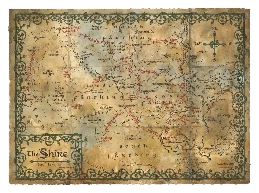 The Hobbit Art Print – Map of the Shire 74 x 54 cm