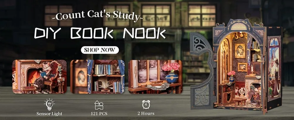 CuteBee Book Nook – Count Cat’s Study 17 x 12 cm 2