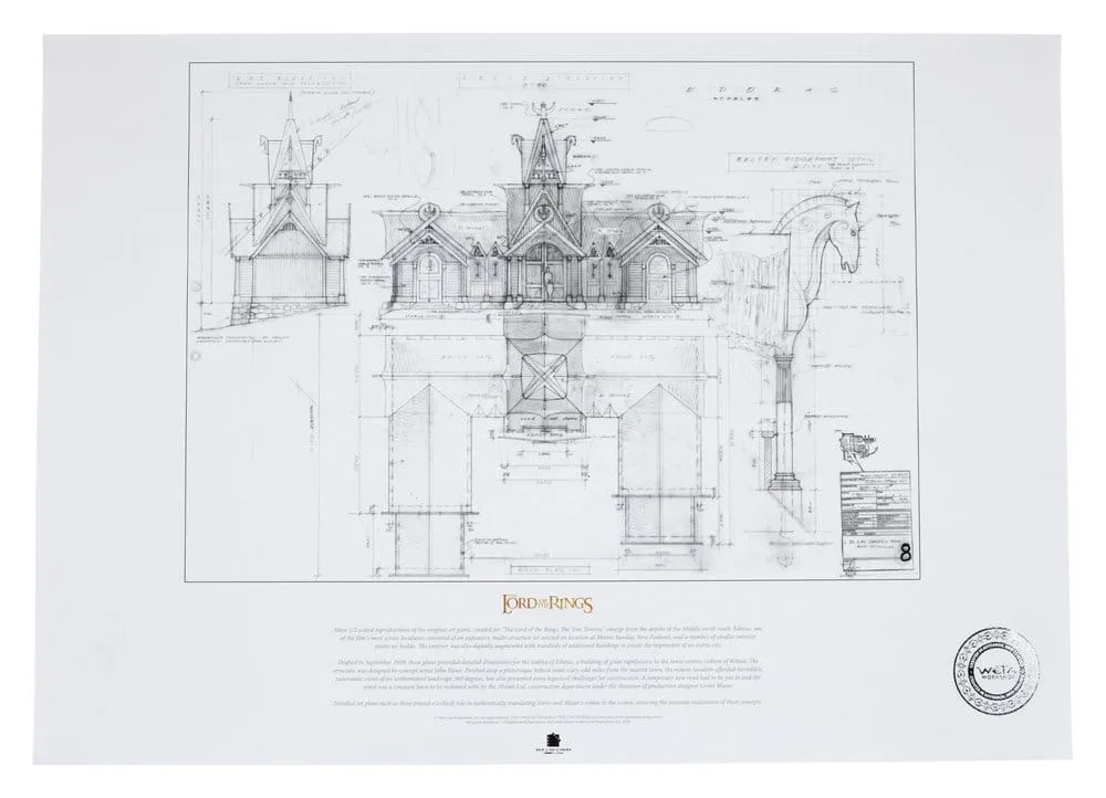 Lord of the Rings Art Print – Stable of Edoras Blueprint 59 x 42 cm