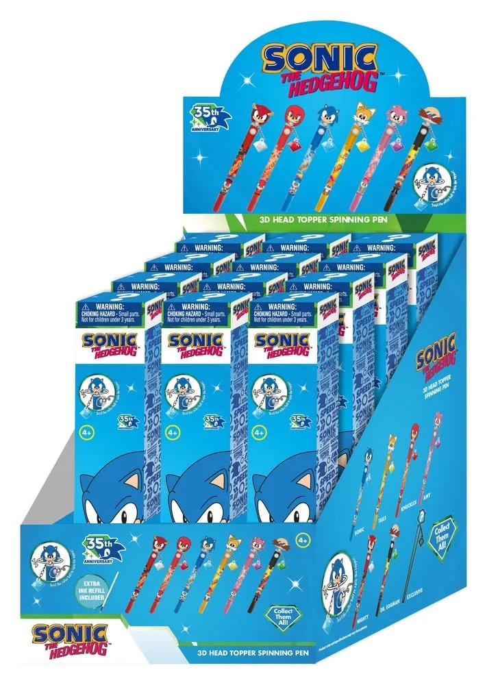 Sonic Spinning Pens – 3D Head Topper Display of 12 1