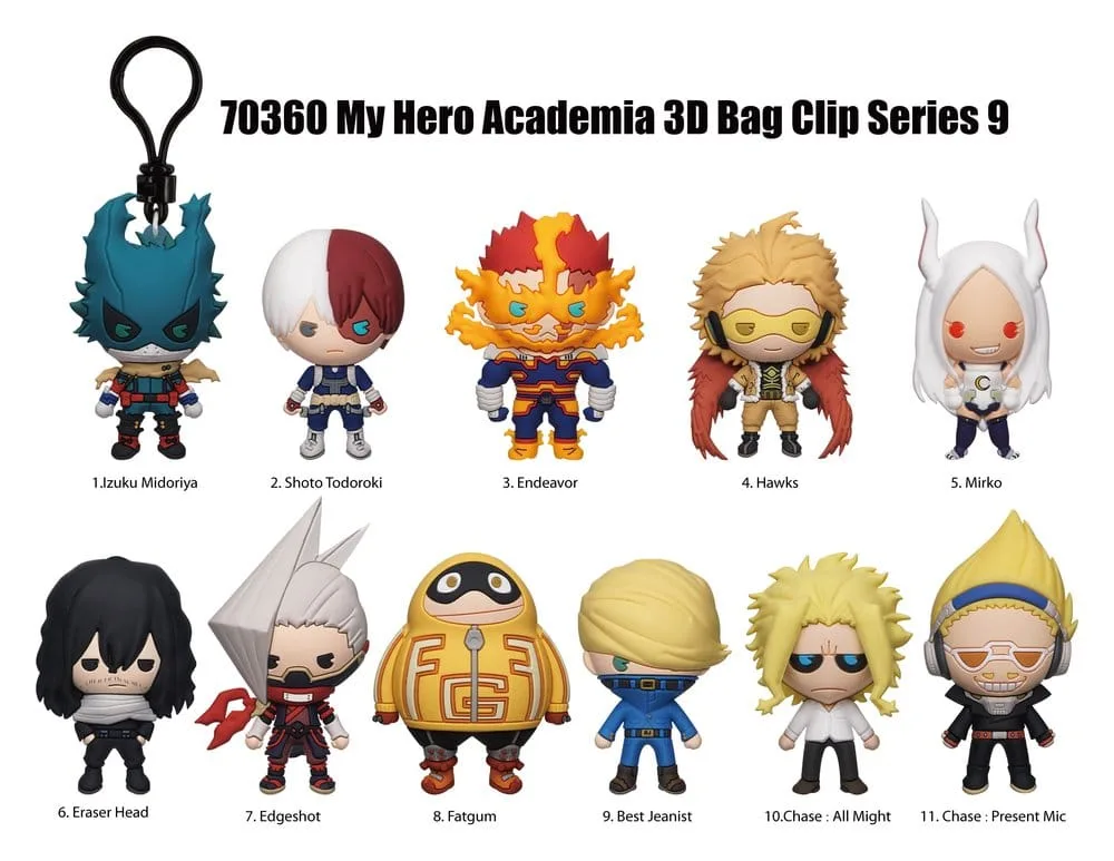My Hero Academia Bag Clips – Series 9 Blind Bag Display of 24