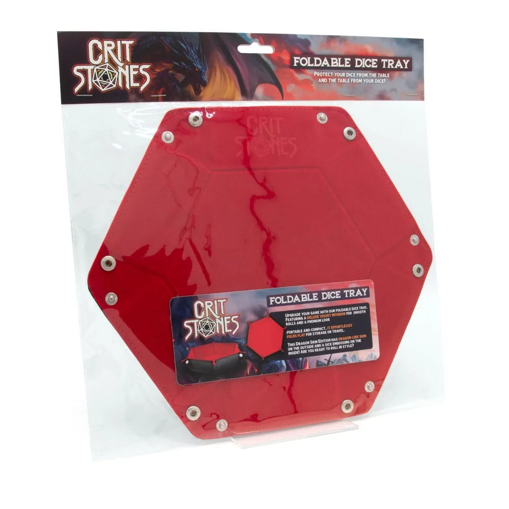 CritStones Folding Dice Tray – Red 16.2 cm Rolling Area 2