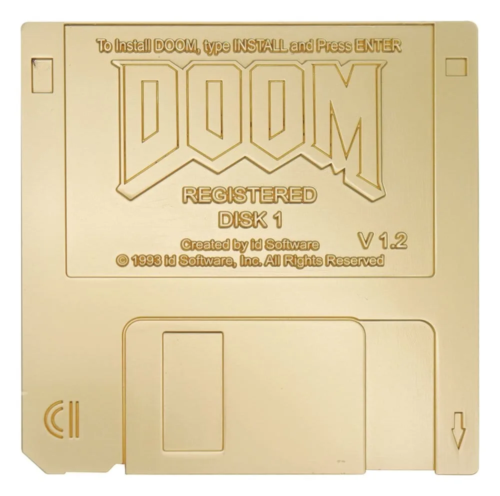 Doom Floppy Disk Replica – Imitation Gold Plated 8.9 x 8.9 cm 1