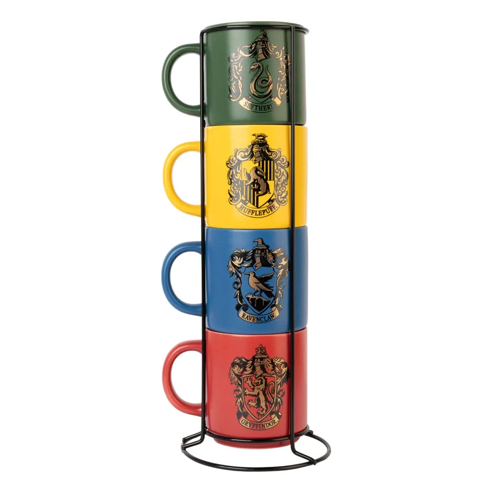 Harry Potter Mug Set – Four Ceramic Mugs with Stand 300 ml