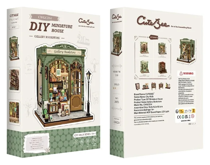 CuteBee Miniature House Model Kit – Gallery Bookstore 20 x 16 cm 7