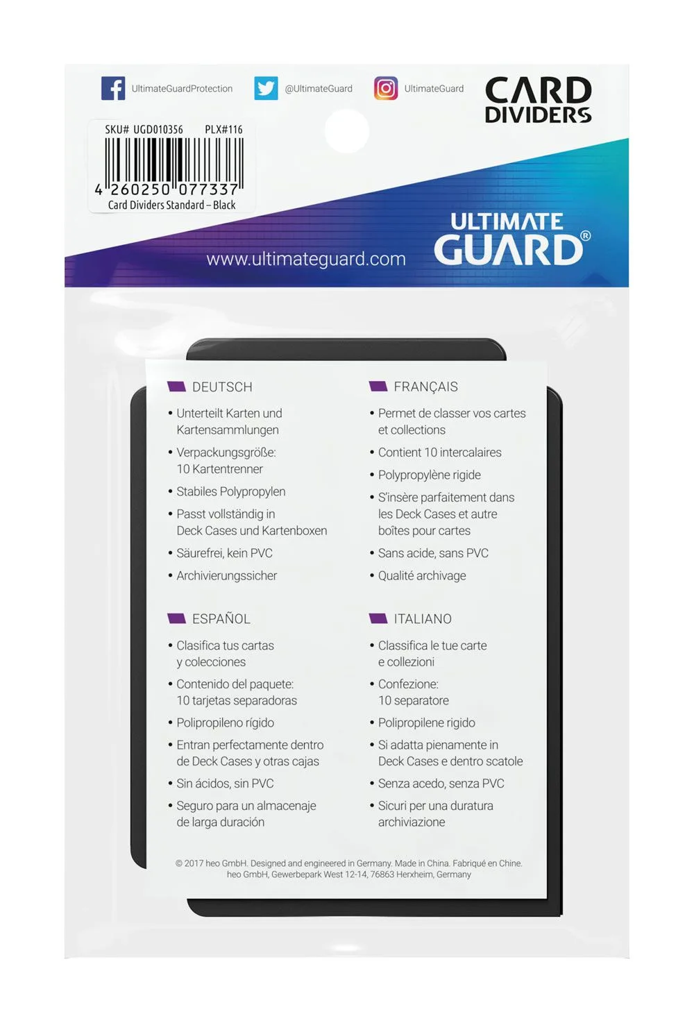 Ultimate Guard Kartentrenner – Schwarz 10er-Set 67 × 93 mm 4