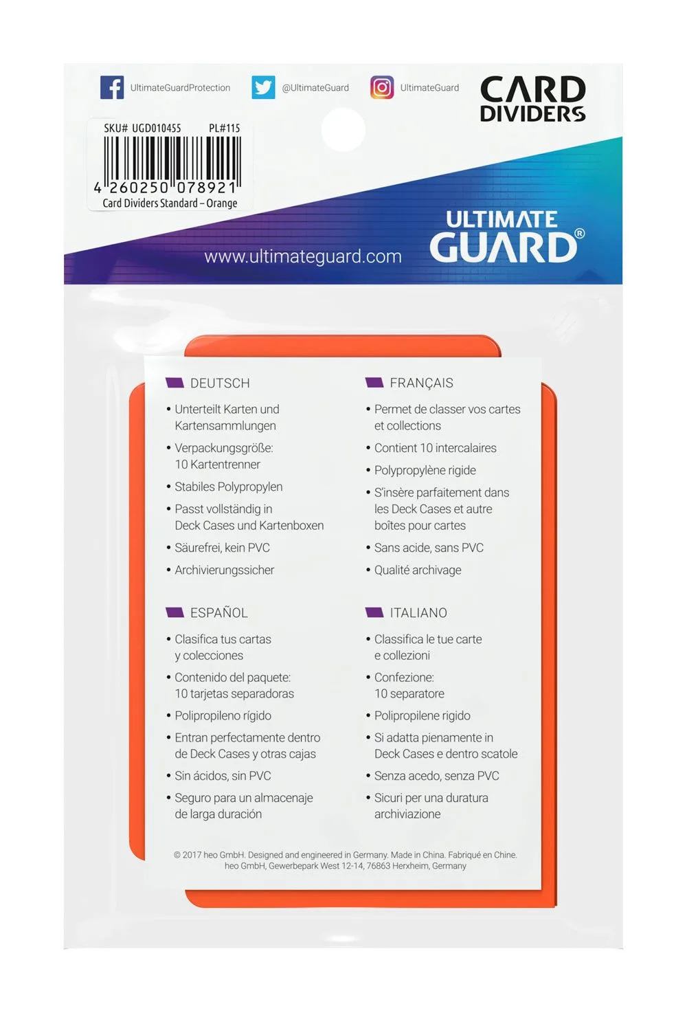 Ultimate Guard Card Dividers – Orange 10-Pack 67 x 93 mm 4