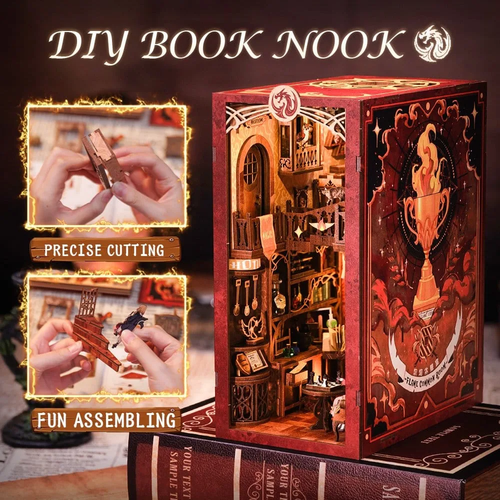 Flame Common Room Book Nook – CuteBee Wooden Puzzle 23 x 11 cm 13