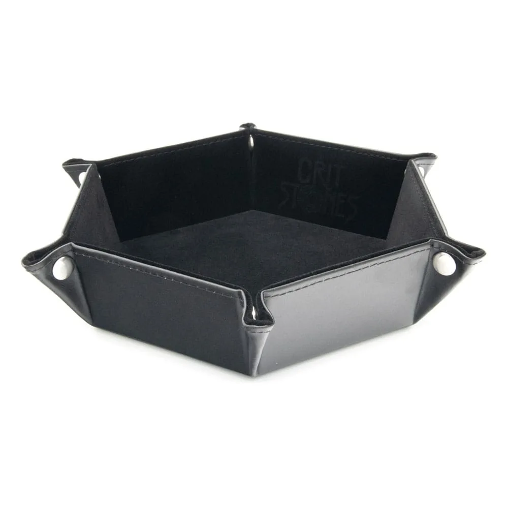CritStones Dice Tray – Black Folding Hexagon