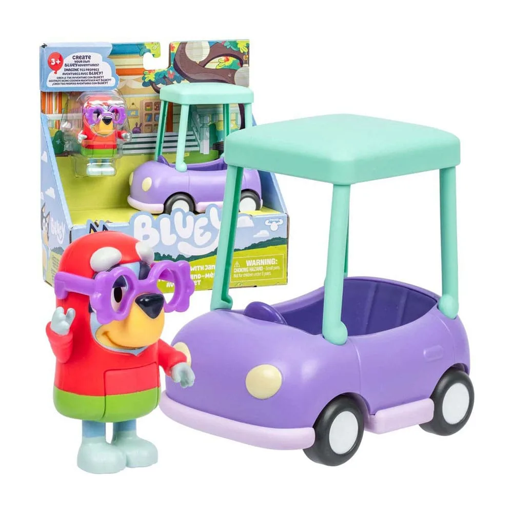 Bluey Mini Figure Playset – Janet and Granny Car 7.6 cm 4