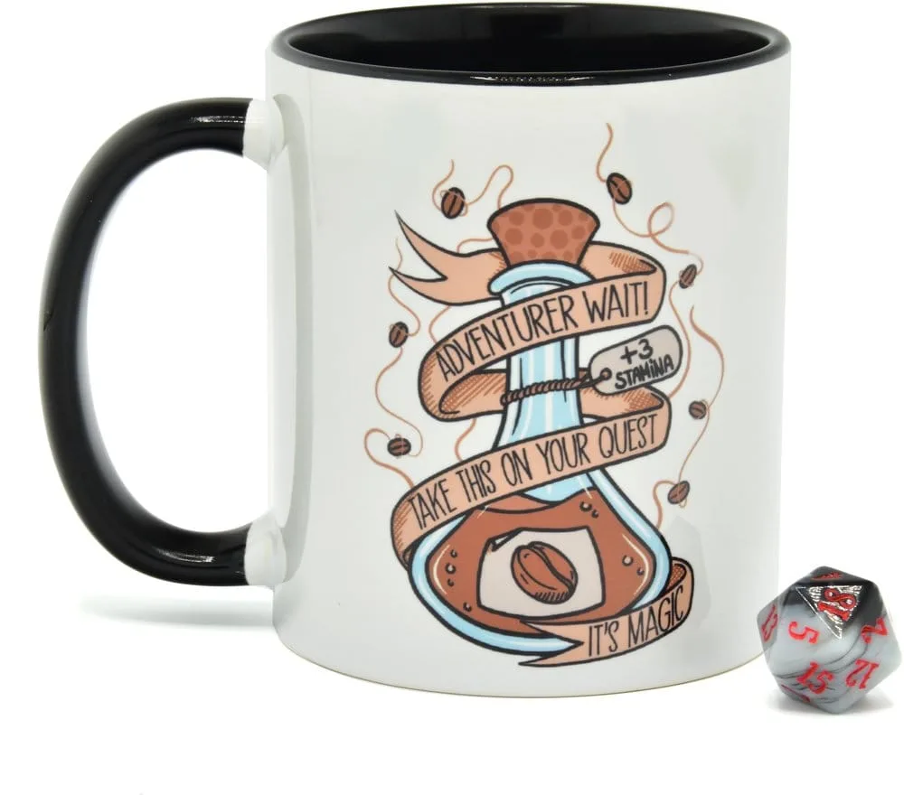 Glassstaff Gift Set – D20 Coffee Potion Mug and Dice