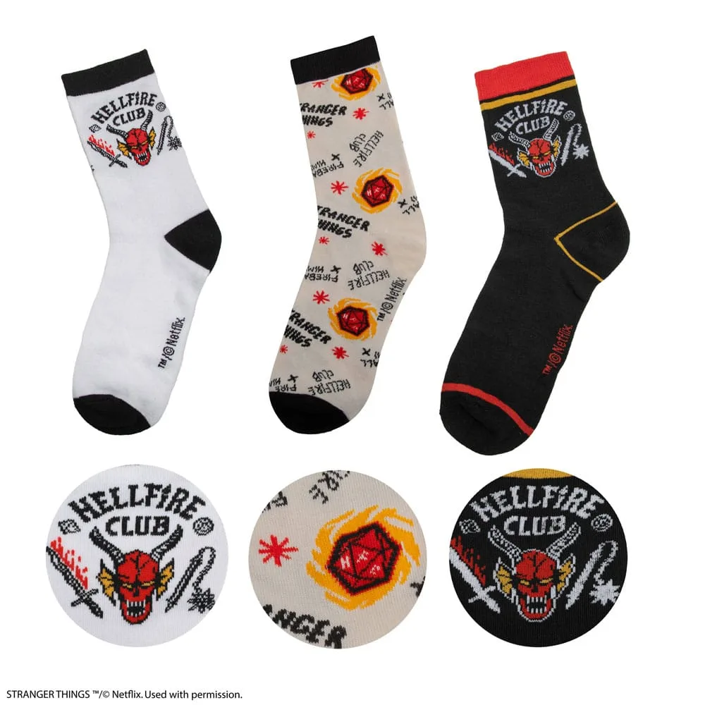Stranger Things Socks – Hellfire Club 3-Pair Set EU 35–45