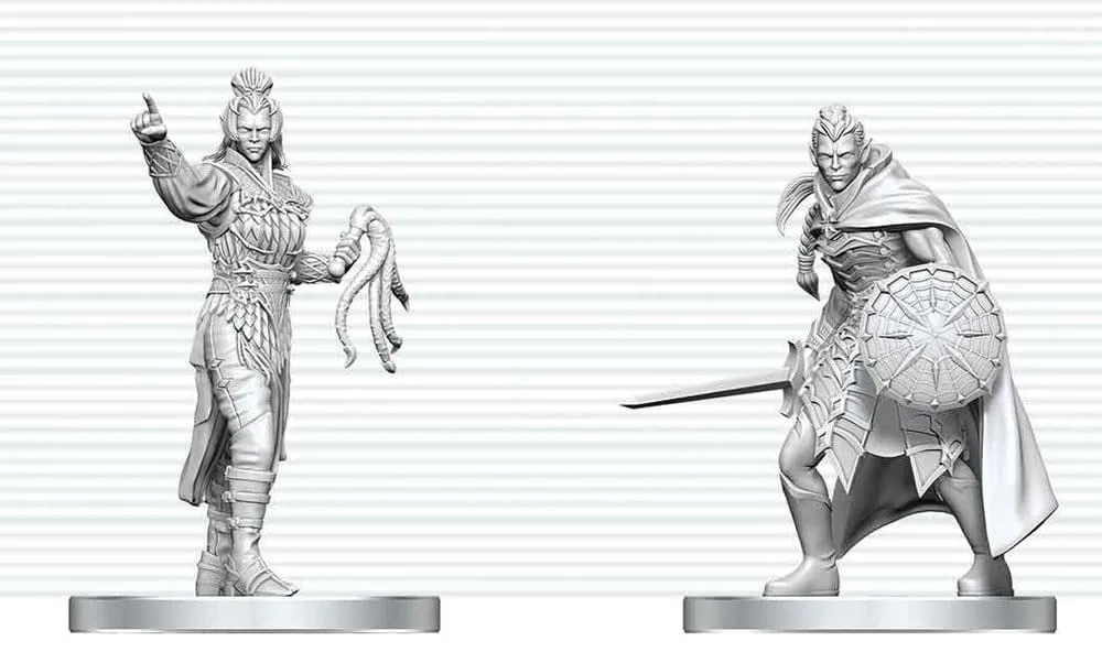 D&D Mini Figures – Drow Elite Warrior & Priestess of Lolth 13 cm