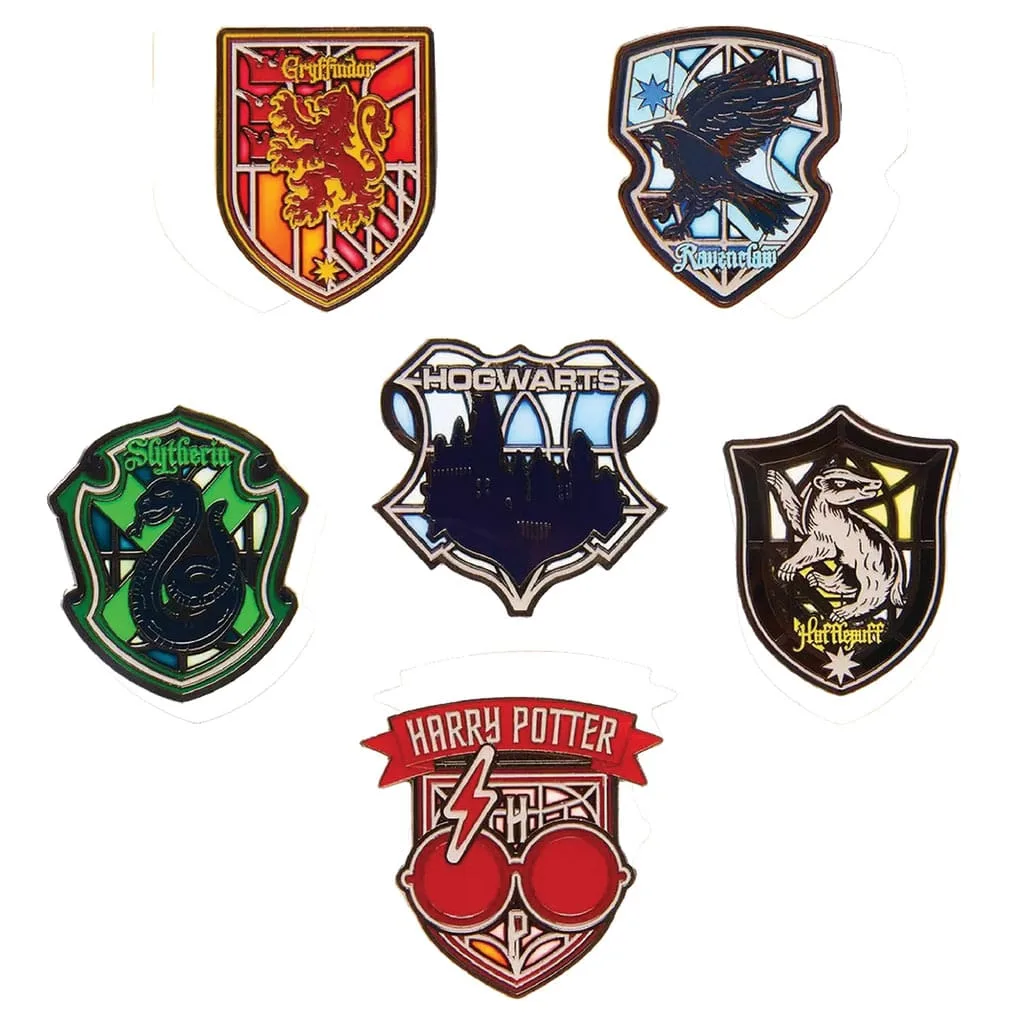 Harry Potter Enamel Pins – Stained Glass Display of 12