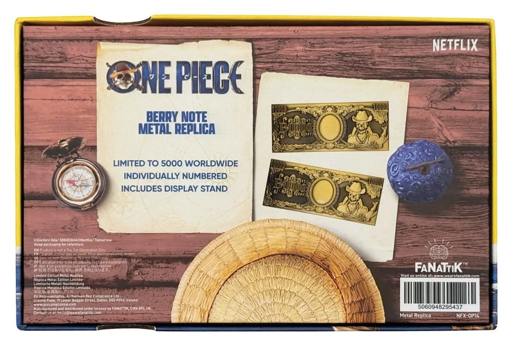 One Piece Metal Banknote Replica – 10,000 World Berry 6 x 15 cm 5