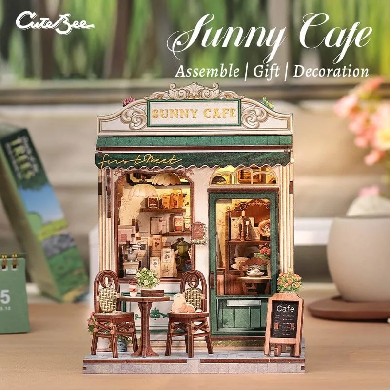 CuteBee Miniature House Model Kit – Sunny Cafe 20 x 16 cm 11