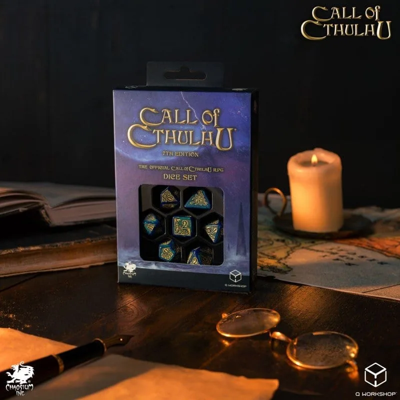 Call of Cthulhu Dice Set – 7th Edition Blue-Green and Gold 7 Pieces 7