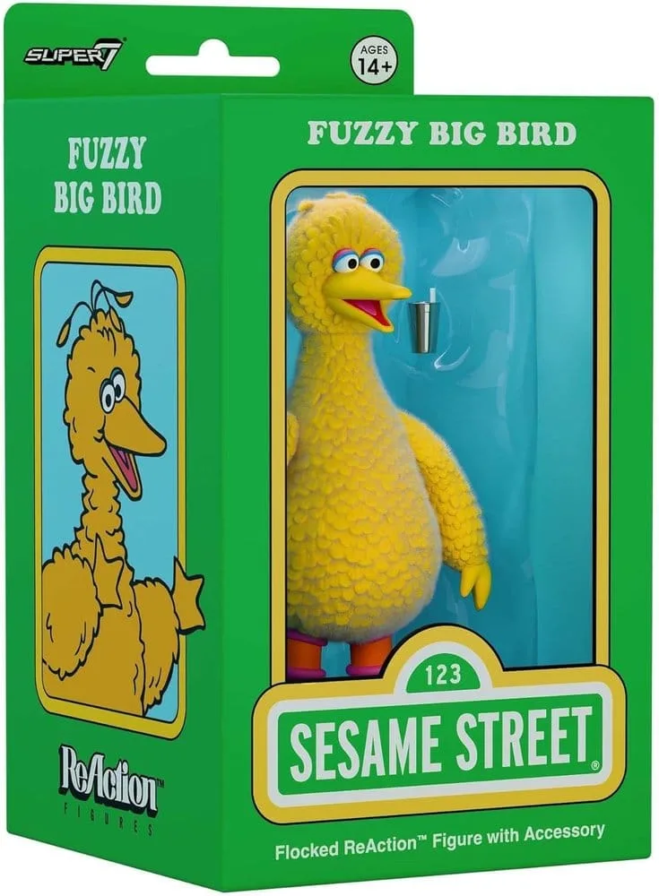 Sesame Street Action Figure – Flocked Big Bird ReAction 1