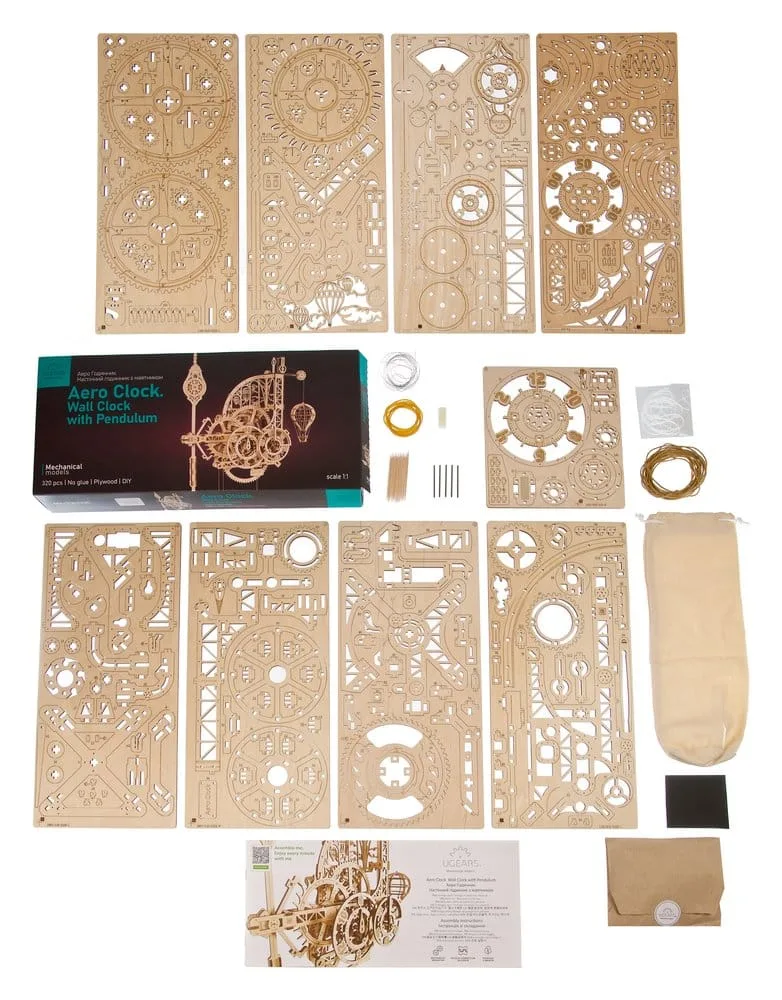 Ugears Houten Modelbouwset – Aero Clock wandklok 2