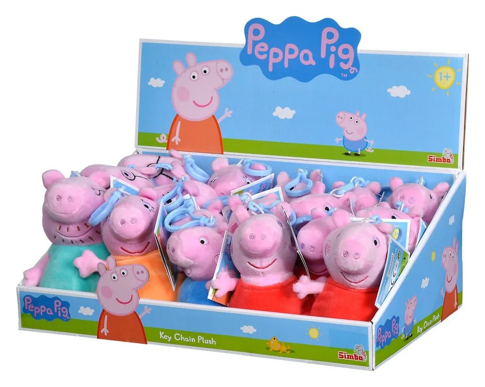 Peppa Pig Plush Keychain Display – 18 Family Characters