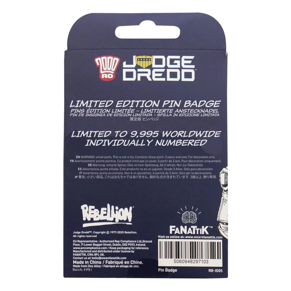 2000 AD Pin Badge – Judge Dredd Limited Edition 47 x 39 mm 2