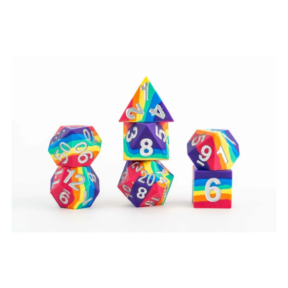 FanRoll Silicone Dice Set – Rainbow Sharp Edge 16 mm
