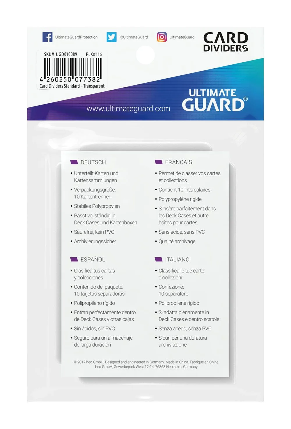 Ultimate Guard Card Dividers – Transparent 10 Pack 67 x 93 mm 4