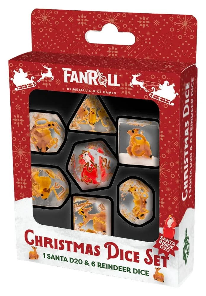 Kerst dobbelset – FanRoll rendieren en kerstman 7-delig 2