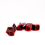 FanRoll Metal Dice Set – Red with Black Enamel 16 mm 5