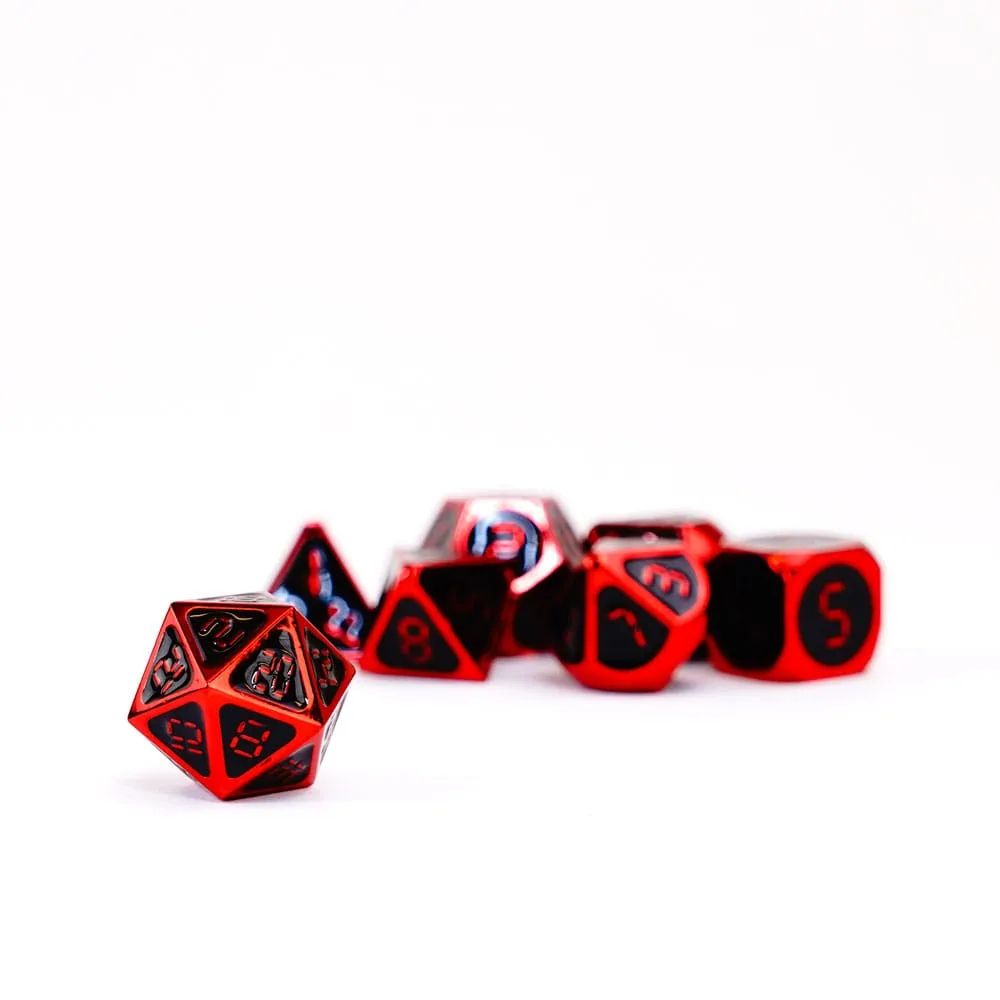 FanRoll Metal Dice Set – Red with Black Enamel 16 mm 5