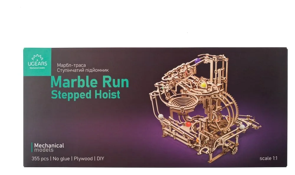Ugears Wooden Model Kit – Marble Run Stepped Hoist 25
