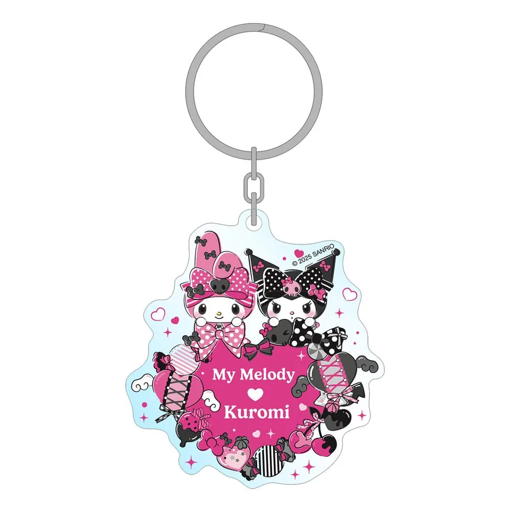 Sanrio Keychain – My Melody and Kuromi Pink Black Party 7 cm