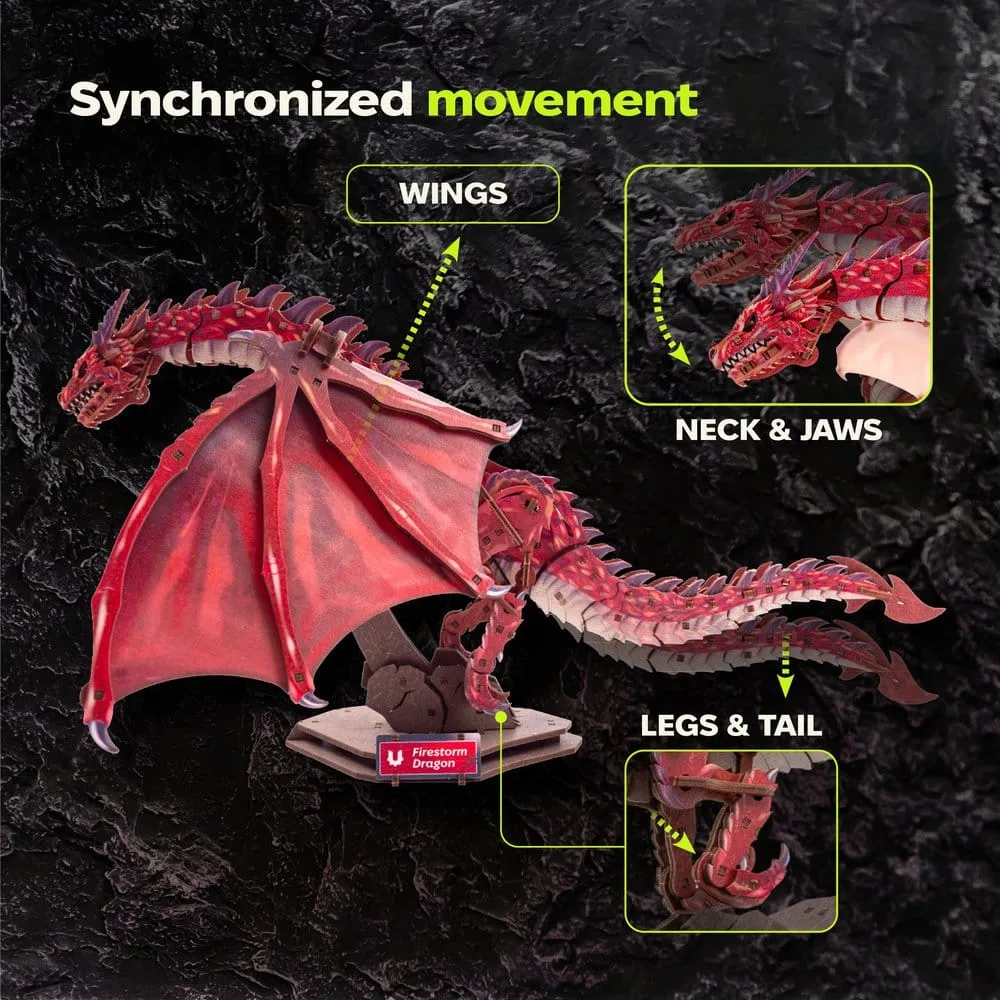 Ugears houten modelbouwpakket – Firestorm Dragon 43 cm 5