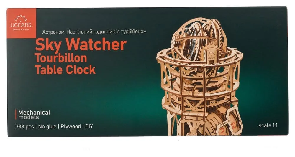 Ugears Wooden Model Kit – Sky Watcher Tourbillon Table Clock 25