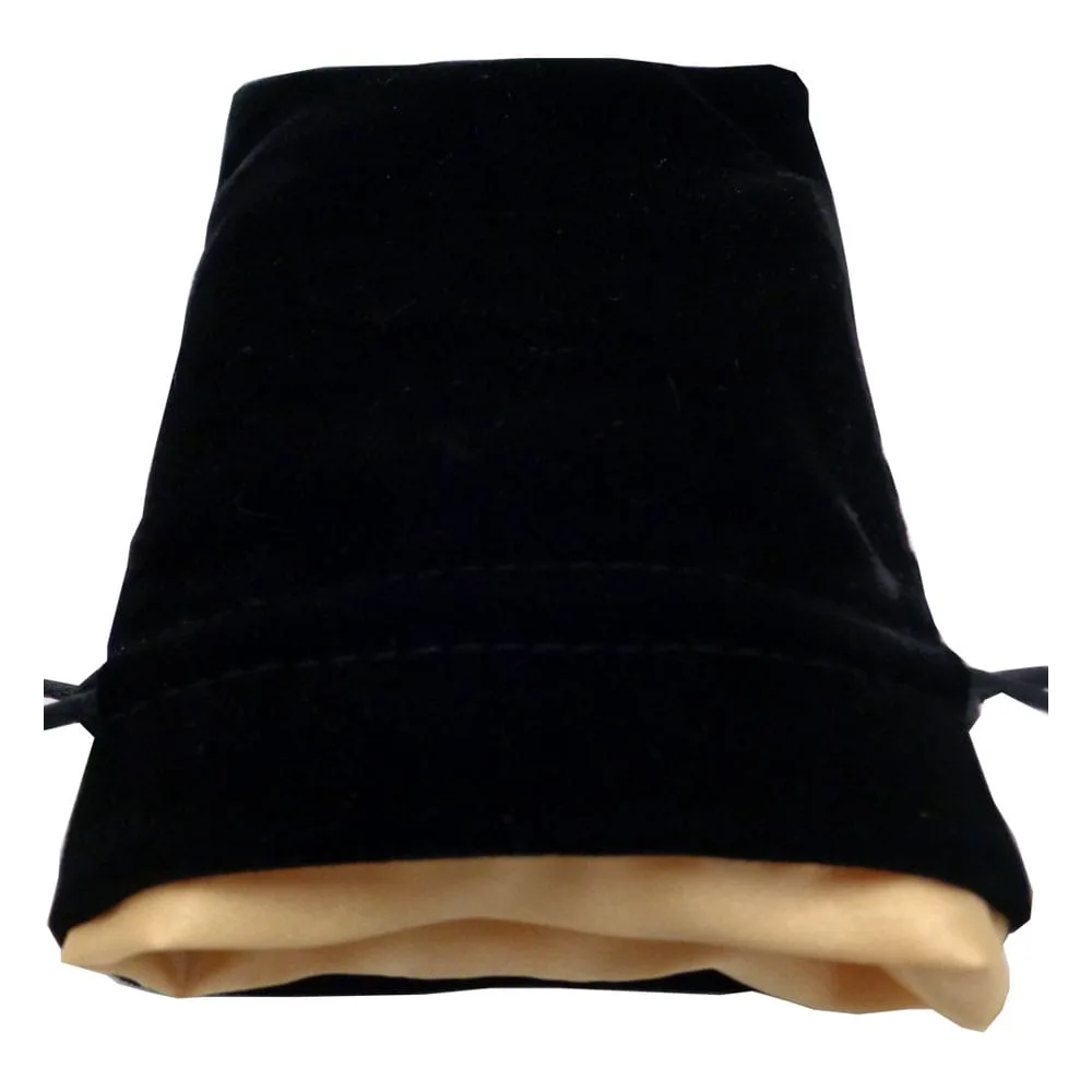 FanRoll Dice Bag – Black Velvet and Gold Satin 10 x 15 cm
