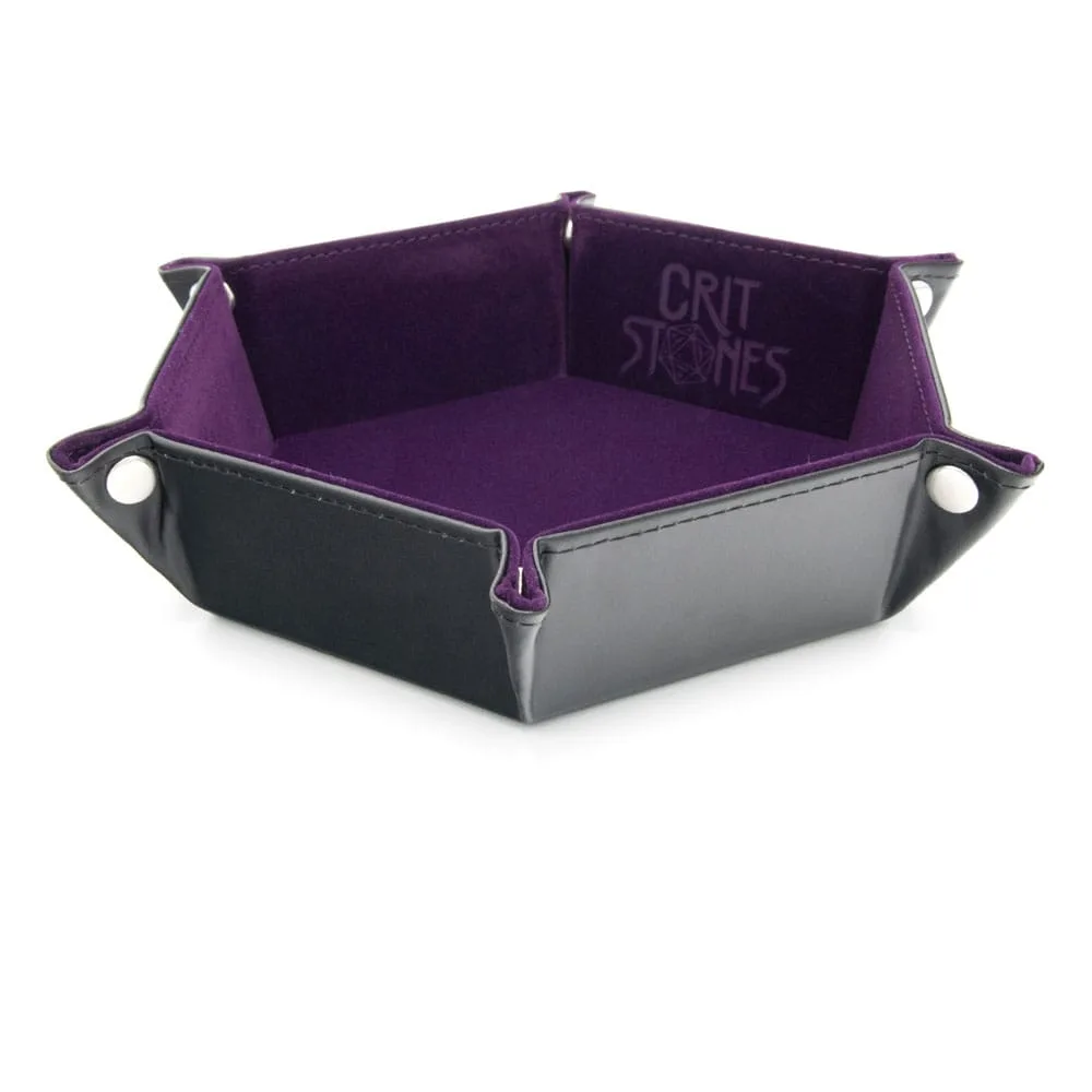 CritStones Folding Dice Tray – Purple Hexagonal 16.2 cm Rolling Area