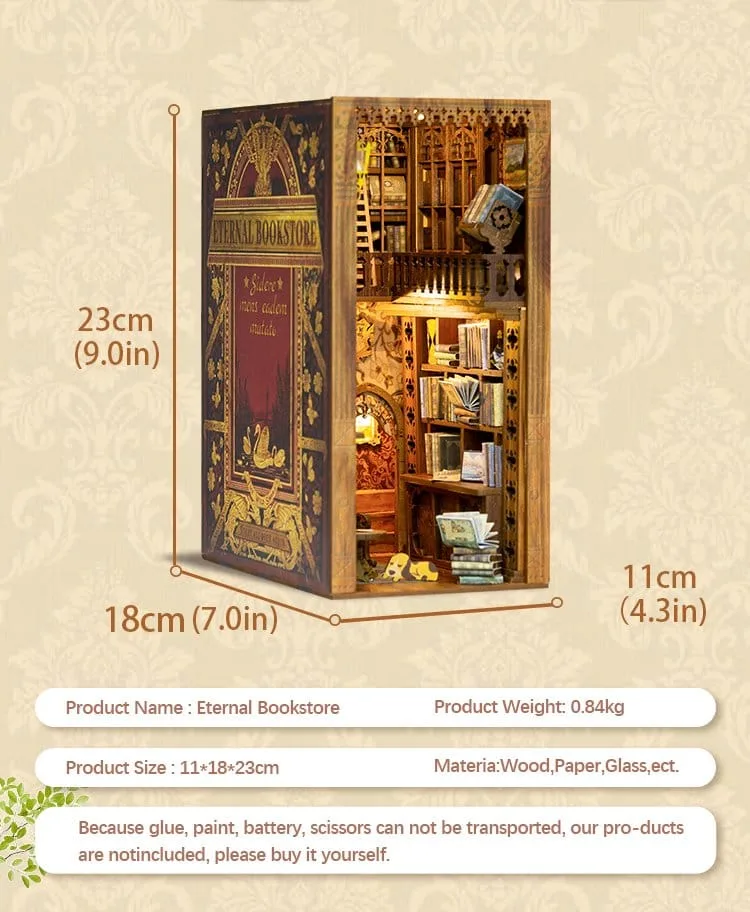 Book Nook Model Kit – CuteBee Eternal Bookstore 23 x 11 cm 7