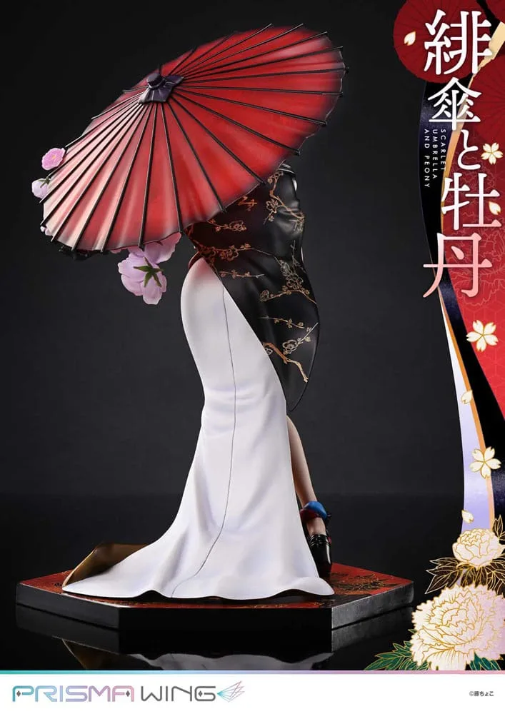 Fuzichoco Statue – Scarlet Umbrella and Peony Deluxe 32 cm 24