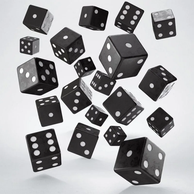 Q Workshop Dice Set – Black D6 Full Pack of 20 16 mm 5