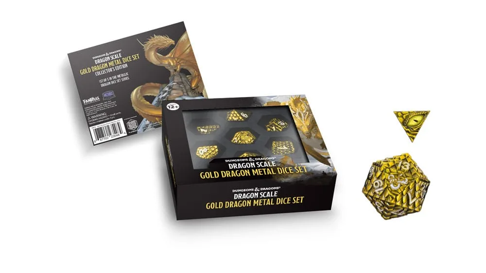 Dungeons & Dragons Metal Dice Set – Dragon Scale Gold 7-Piece