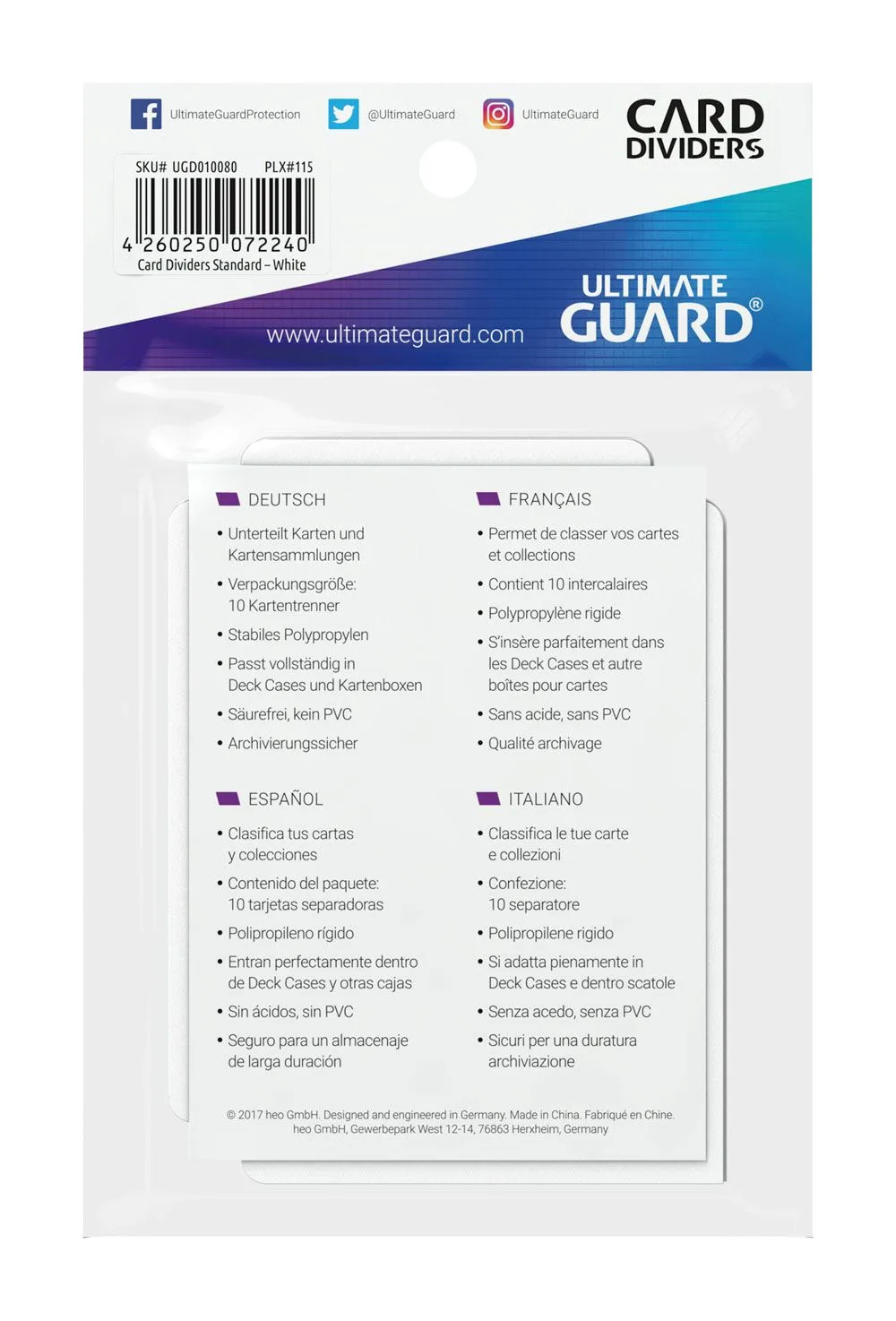 Ultimate Guard Card Dividers – White 10-Pack 67 x 93 mm 4