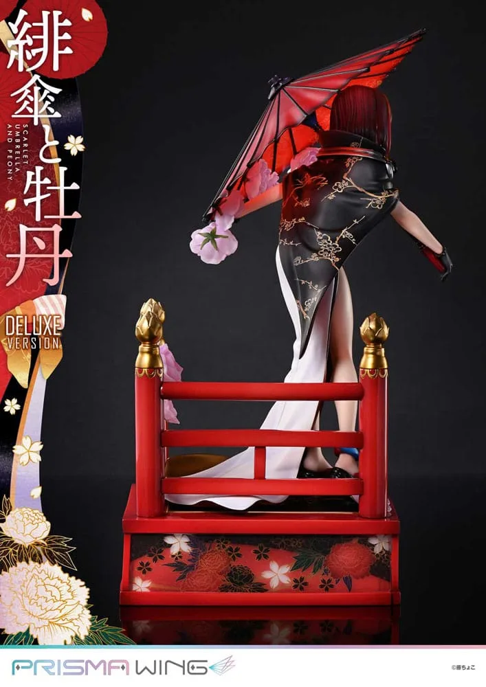 Fuzichoco Statue – Scarlet Umbrella and Peony Deluxe 32 cm 14