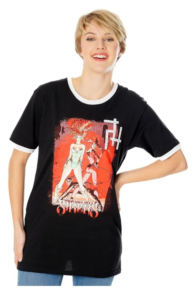 Gotham City Sirens T-Shirt – Crossword Black Ringer Size M 4