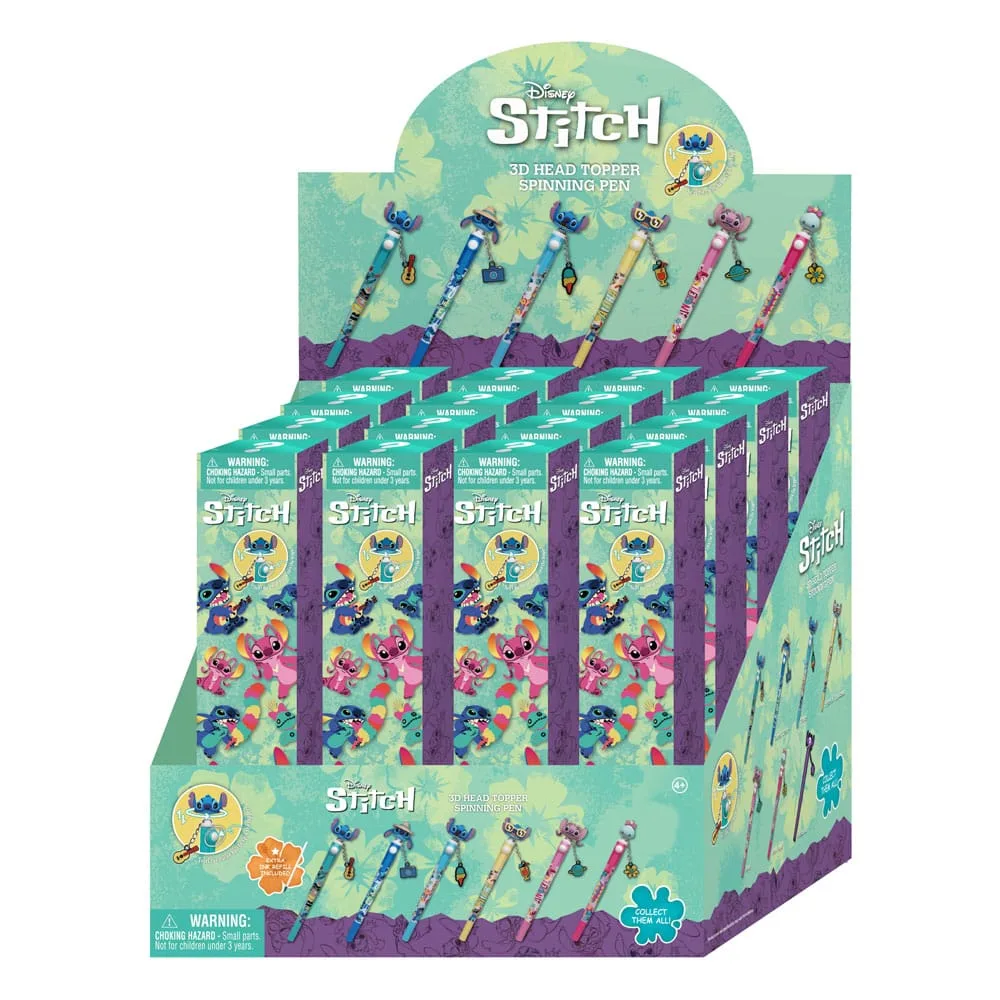 Lilo & Stitch Spinning Pen Display – 3D Stitch Head Topper 12 Packs