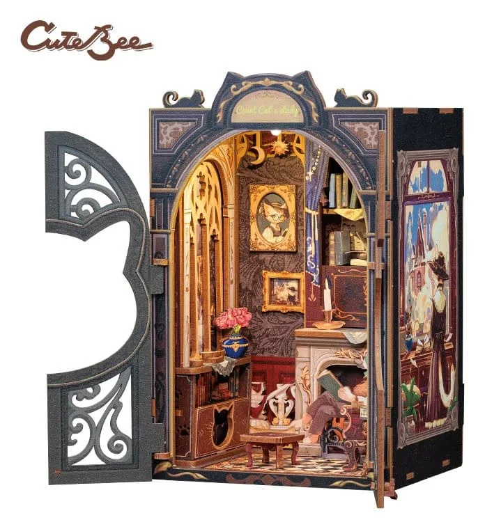 CuteBee Book Nook – Count Cat's Study 17 x 12 cm