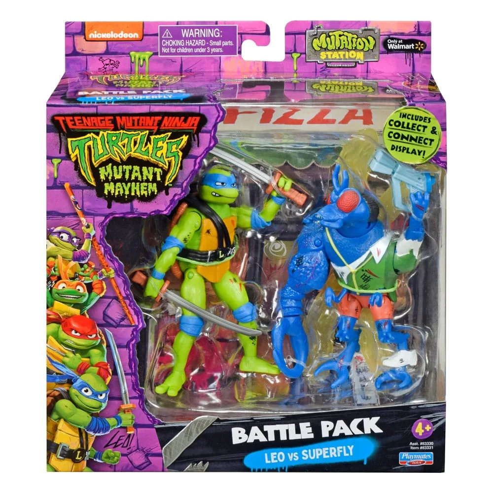TMNT Action Figures – Leonardo vs Super Fly 2-Pack 11 cm