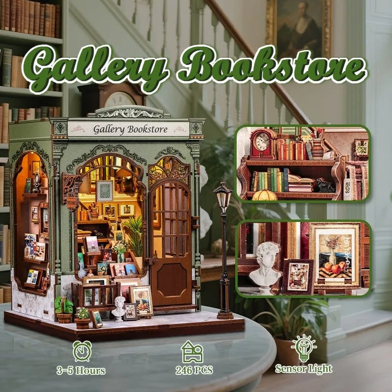 CuteBee Miniature House Model Kit – Gallery Bookstore 20 x 16 cm 9
